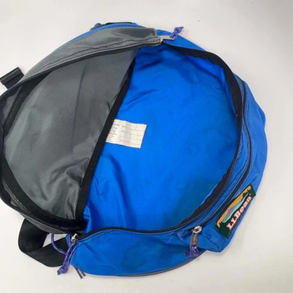 VTG LL Bean Waist Pack Blue Gray Purple Gorpcore Hiking Deluxe Medium Fanny Pack